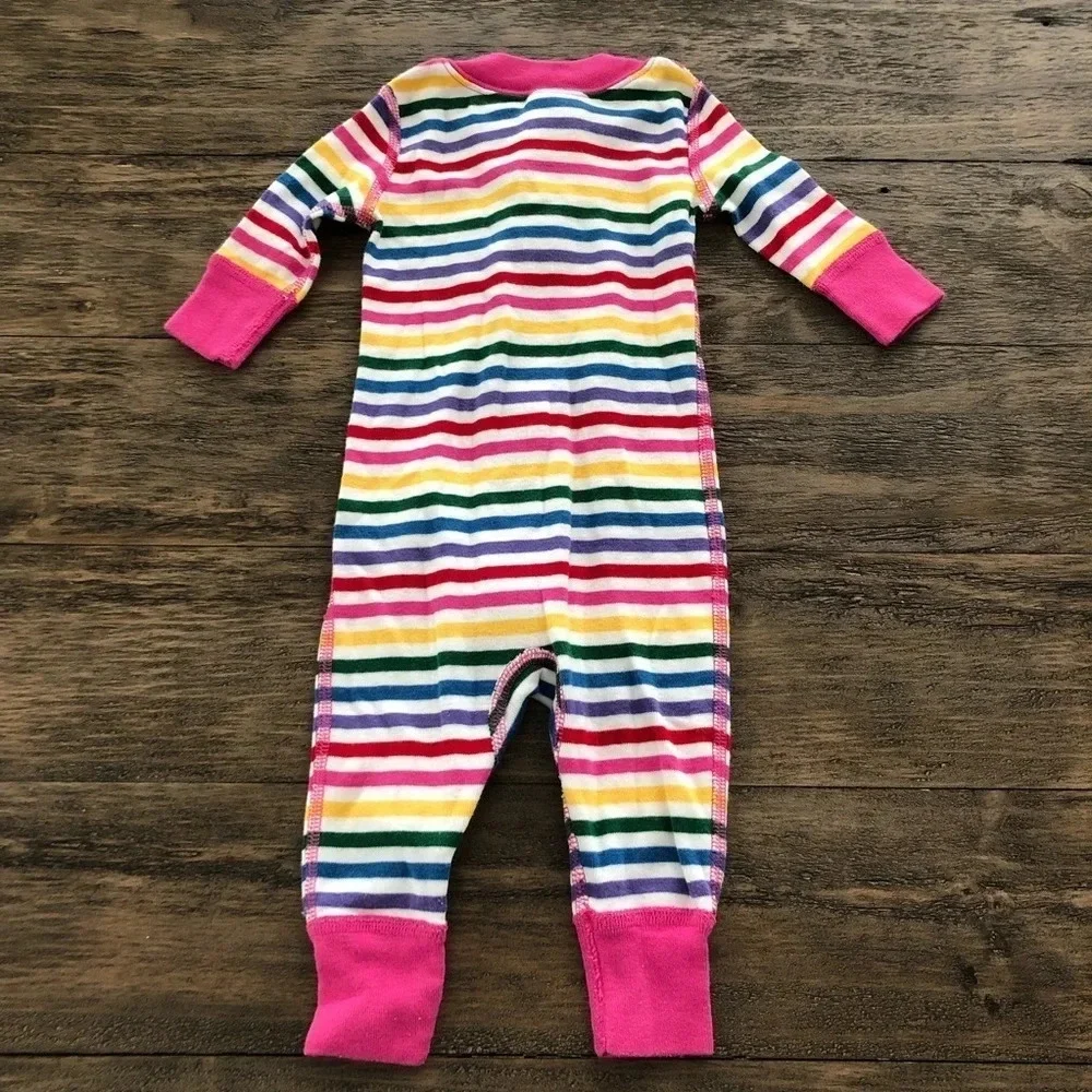 Hanna Andersson 50cm 0-3 Months Organic Cotton Rainbow Striped Pajamas One Piece
